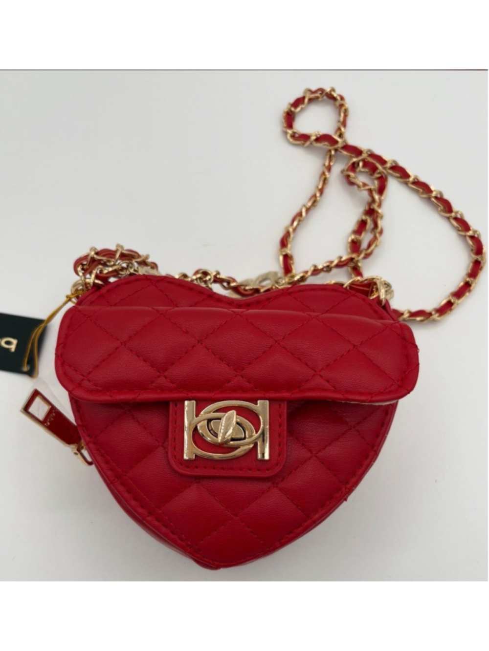 Bebe Solana NWT Quilted Heart Crossbody Small Red Purse